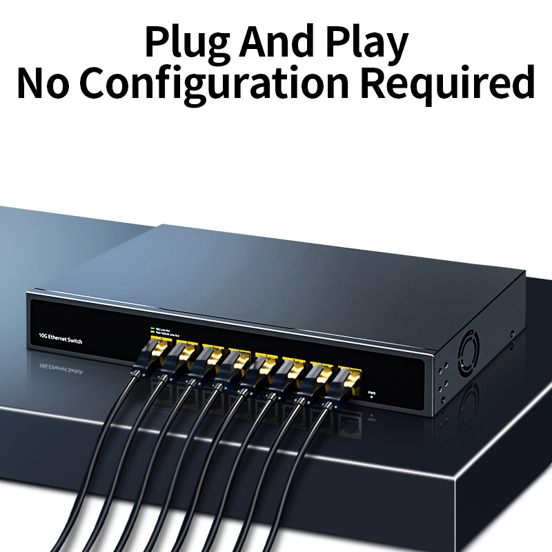 10GbE Switch,8 x 10G RJ45 Base-t Port 160G Bandwidth,Plug and Play Unmanaged 10G Network Switch