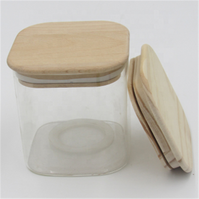 Natural Wood Lids With Rubber Gasket Sealing Ring Round Square Weck Wooden Lids For Mason Jars Candle Jar Glass Storage Canister