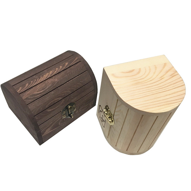 Custom Curved Top Jewelry Storage Box Retro Treasure Chest with Domed Lids/Locking Clasp Trim Pirate Chest Jewelry Box with Key