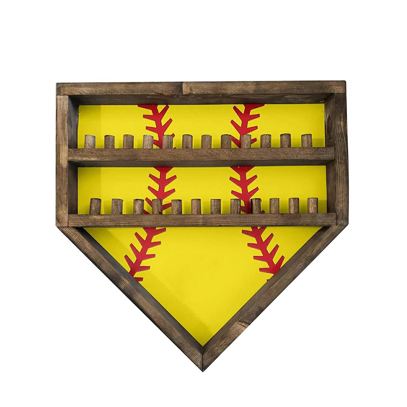 Wall Mount Baseball/Softball Display Shelf Home Plate Baseball Championship Ring Holder Medal Hanger Trophy Plinth Display Case