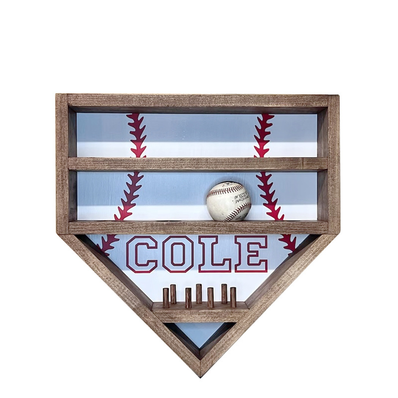 Wall Mount Baseball/Softball Display Shelf Home Plate Baseball Championship Ring Holder Medal Hanger Trophy Plinth Display Case