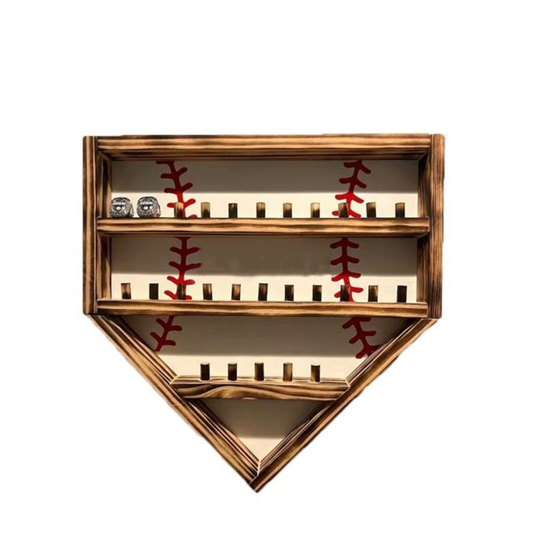 Wall Mount Baseball/Softball Display Shelf Home Plate Baseball Championship Ring Holder Medal Hanger Trophy Plinth Display Case