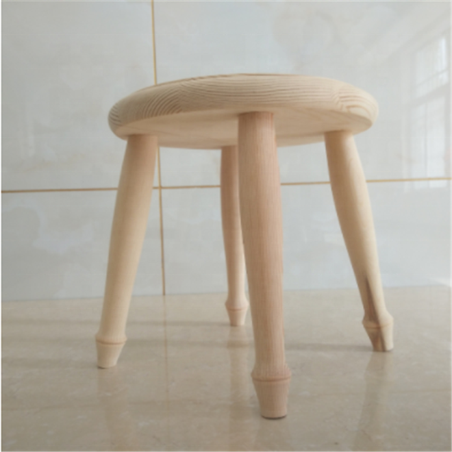 Natural Solid Wood Round Stool Kids Three Legged Stool Table Chair Footstool Ottoman for Wholesale Self-Assembly Bench Chair