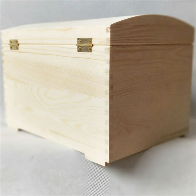 Unfinished Arch-topped Wood Chest Pine Wood Box with Hinged Lid Large Memory Box For Stash,Keepsakes,Crafts,Hobbies,Home Storage