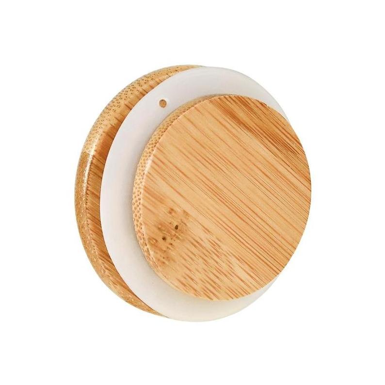 Custom log wood & bamboo lids.Stackable glass jar container canister leakproof Lid.with twist-top & silicone seal inside.