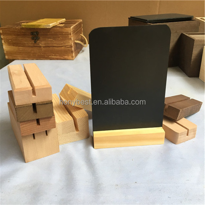 Rustic Wood Base for Acrylic Sign Holder A5 Menu Holder Wooden Block with Custom Slot,Timber Display Stand for Cards