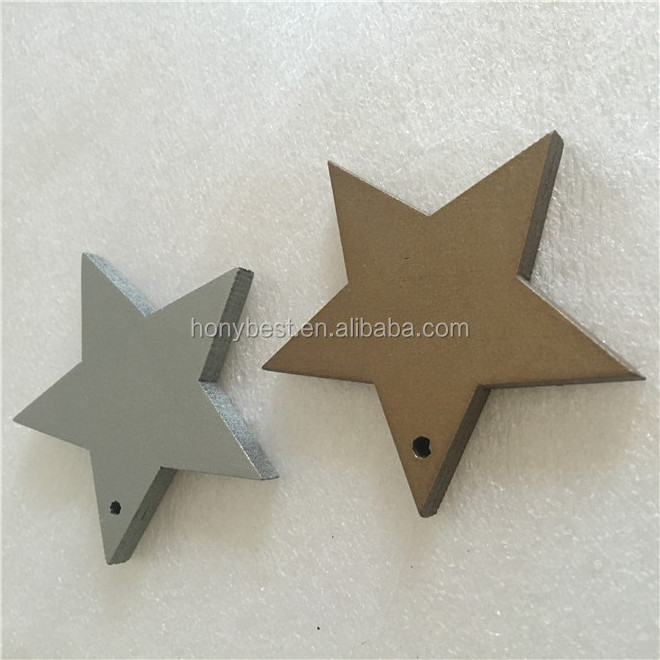 Laser-cut Wooden Stars with Holes for Christmas Tree Decoration Wood Star Heart Shape Ornaments Slices Discs Tags Craft Supplies