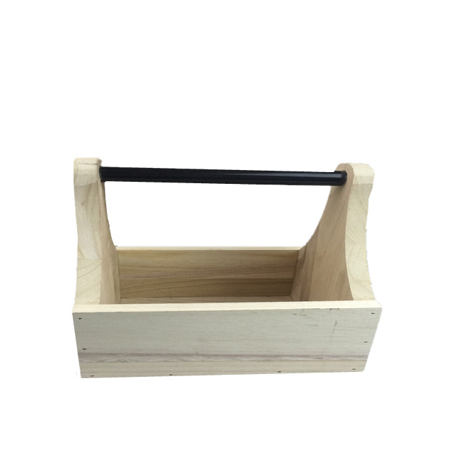 Rustic Solid Wood Caddy/Tote Custom Multifunctional Wooden Tool Box Storage Basket Garden Wood Crate Tool Caddy Plant Planters