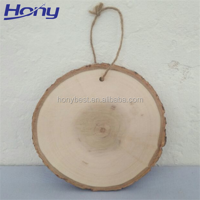 Natural Hanging Wood Slice Ornament Rounds Log Slices With Bark/Rope Hangers Wood Burning Pyrography Laser Engraved Wood Blanks