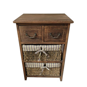 Vintage Storage Furniture Wood Cabinet for Corner Organizer Wooden Storage Cabinet Nightstand with Removable Fabric Drawer Chest