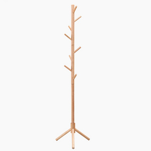 Solid Wood Coat Rack Height Adjustable Wooden Tree Hanger Freestanding Coat Hanger Stands with 8 Hooks Easy Disassembly/Assembly