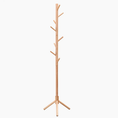 Solid Wood Coat Rack Height Adjustable Wooden Tree Hanger Freestanding Coat Hanger Stands with 8 Hooks Easy Disassembly/Assembly