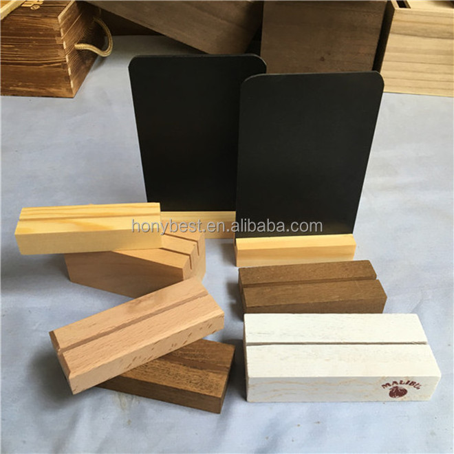 Rustic Wood Base for Acrylic Sign Holder A5 Menu Holder Wooden Block with Custom Slot,Timber Display Stand for Cards