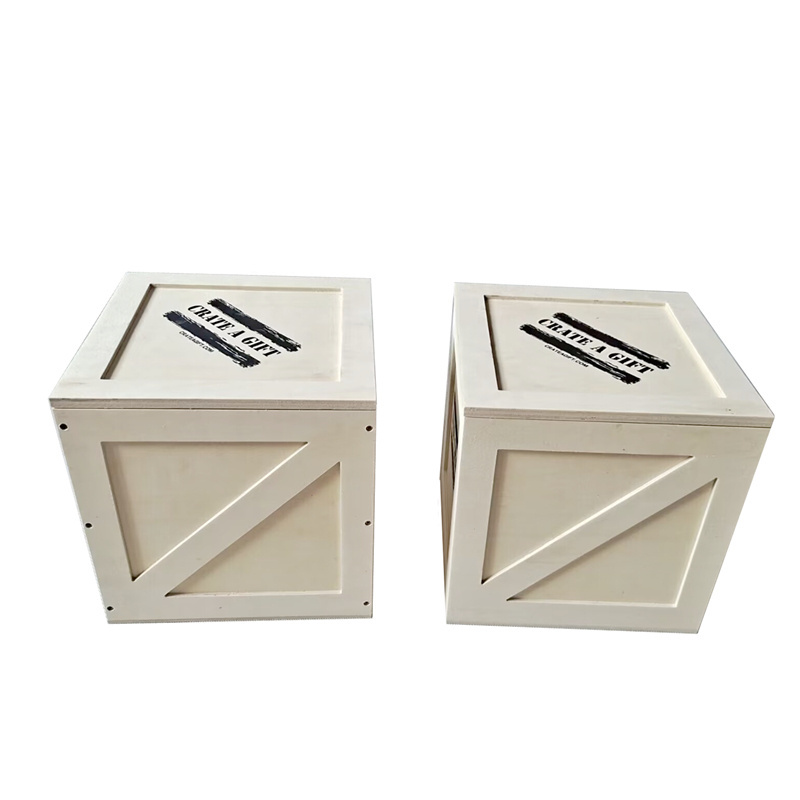 Rustic Mini Lidded Wooden Crate Box Small Wood Cargo Crate Style Gift Boxes Self-assembly Cubes Storage Container Treasure Chest