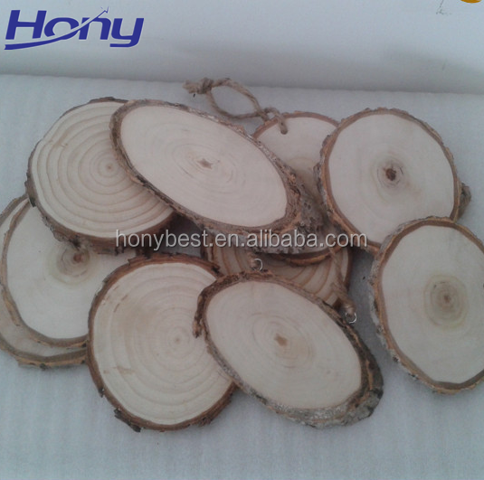 Natural Hanging Wood Slice Ornament Rounds Log Slices With Bark/Rope Hangers Wood Burning Pyrography Laser Engraved Wood Blanks