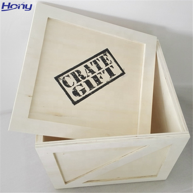 Vintage mini Wood Crates Packaging Shipping Box,Low MOQ Plywood Storage Crate Gift with Lids and Custom Prints