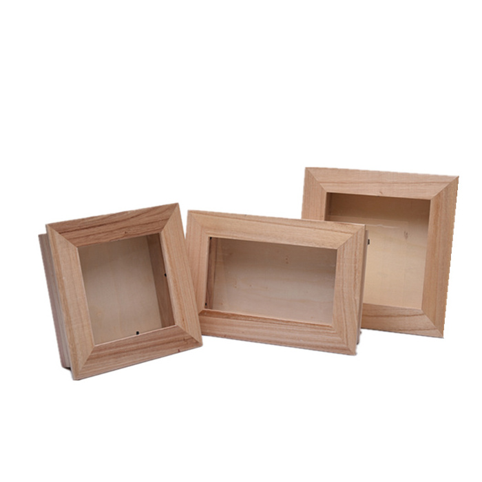 Bulk Free Standing Cheap Wholesale Wooden Shadow Box Picture Frame with Custom Size and Color