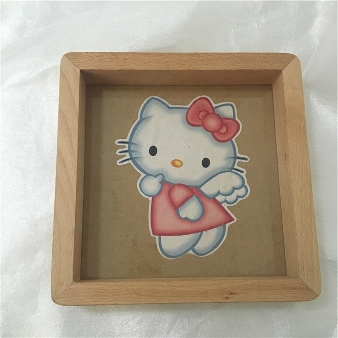 New Square Beech Wood Deep Shadow Box Photo Picture Frame Display 3D Wholesale Wooden Photo Box Display Frame Bulk Custom Size