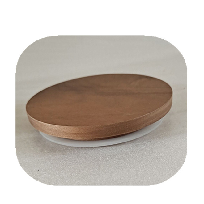 Reusable Glass Canister Airtight Wood Lids Walnut Candle Lid Glass Storage Jar Container Wide Mouth Sealed Wood Lids Bulk Orders