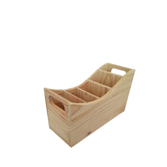 Custom Made Boat Shaped Storage Container Wooden Silverware Utensil Caddy Cutlery Napkin Holder with Handles for Kitchen Counter