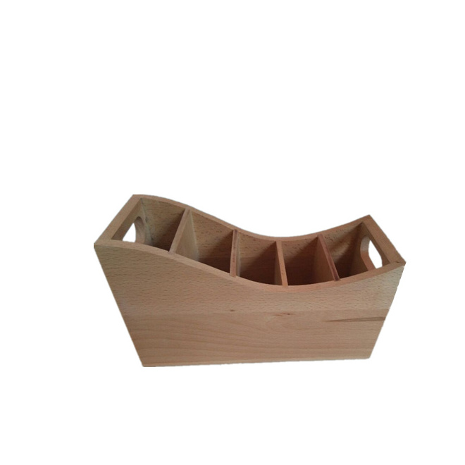 Custom Made Boat Shaped Storage Container Wooden Silverware Utensil Caddy Cutlery Napkin Holder with Handles for Kitchen Counter