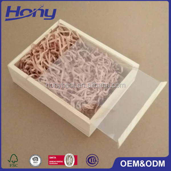 Small Wholesale Unfinished Pine Wood Doll Packaging Clear Box with Slide Top Glass Lid