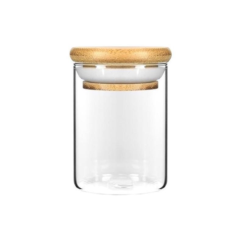 Custom log wood & bamboo lids.Stackable glass jar container canister leakproof Lid.with twist-top & silicone seal inside.