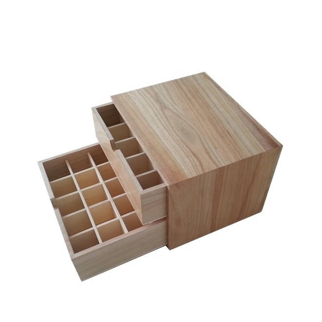 Wooden three-layer drawer essential oil storage cabinet with detachable compartments dividers custom multi-layer organizers box