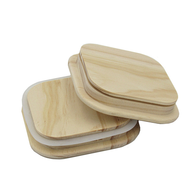 Natural Wood Lids With Rubber Gasket Sealing Ring Round Square Weck Wooden Lids For Mason Jars Candle Jar Glass Storage Canister