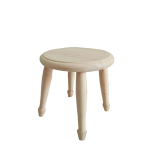 Natural Solid Wood Round Stool Kids Three Legged Stool Table Chair Footstool Ottoman for Wholesale Self-Assembly Bench Chair