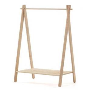 Portable Wooden Clothing Rack with Shelves Wholesale Free Standing Wood Clothes Rail Hanger Garment Display Stand Clothes Rack