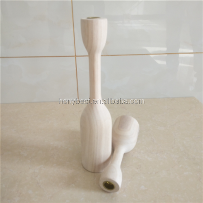 Classic Wedding Tea Candle Stand Centerpieces Unfinished Wooden Candle Stick Holder for Decoration