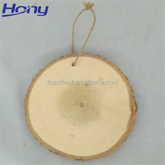 Natural Hanging Wood Slice Ornament Rounds Log Slices With Bark/Rope Hangers Wood Burning Pyrography Laser Engraved Wood Blanks