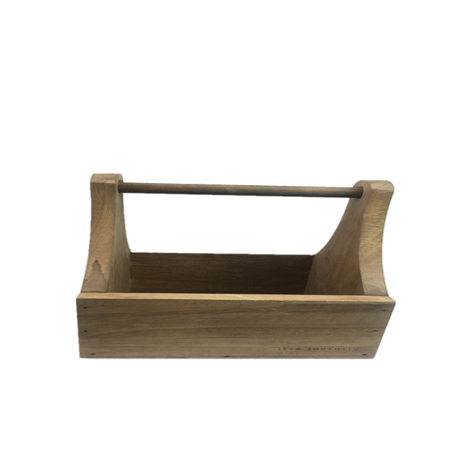 Rustic Solid Wood Caddy/Tote Custom Multifunctional Wooden Tool Box Storage Basket Garden Wood Crate Tool Caddy Plant Planters