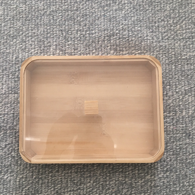 Bamboo Wood Tray with Acrylic Lid Custom Wooden Display Storage Platter Tray Container with Clear Cover for Snacks Fruit Jewelry