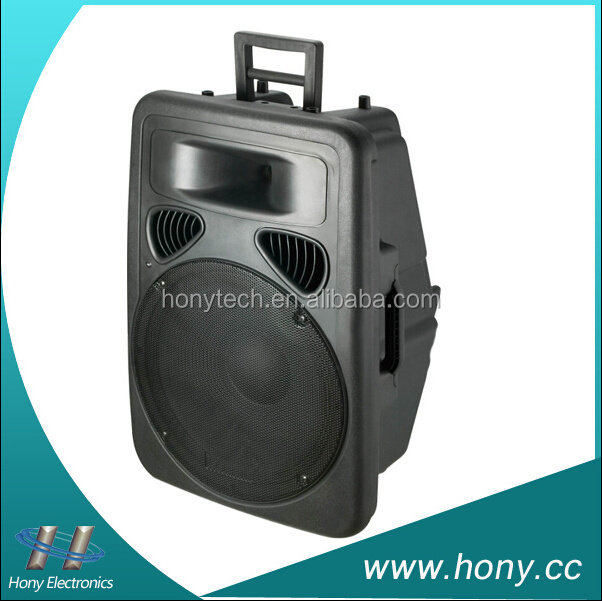 high power 15 inch woofer portable trolley speaker with USB /sd//fm/remote