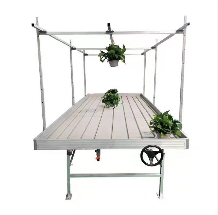 Low Cost 4x8ft ABS Ebb and Flow Seedbed Greenhouse Grow Table with Trellis