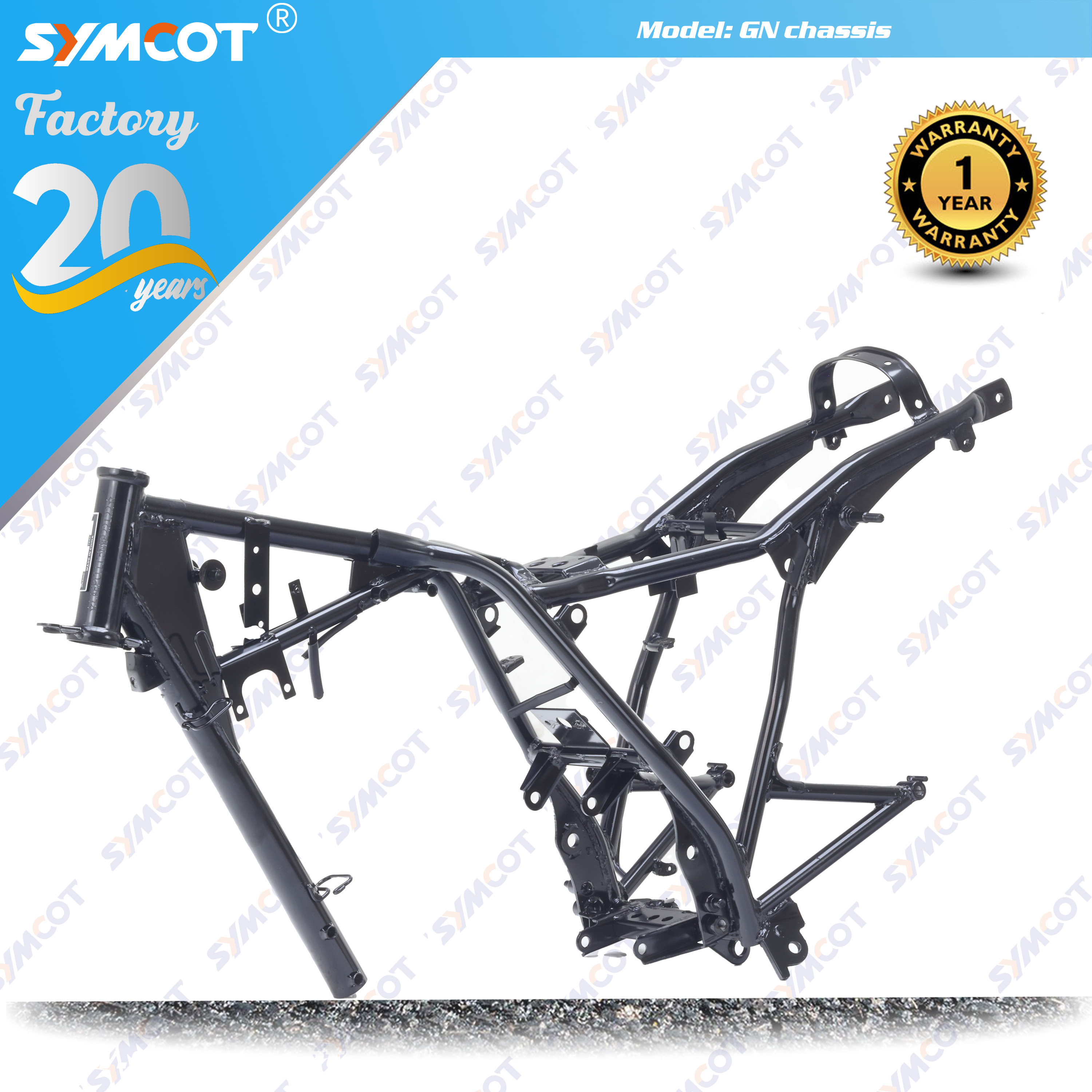 GN150 chassis motorcycle frame strong fat GN125 GN200 reinforced chassis 38mm diameter hot sell in Yemen Djibouti market