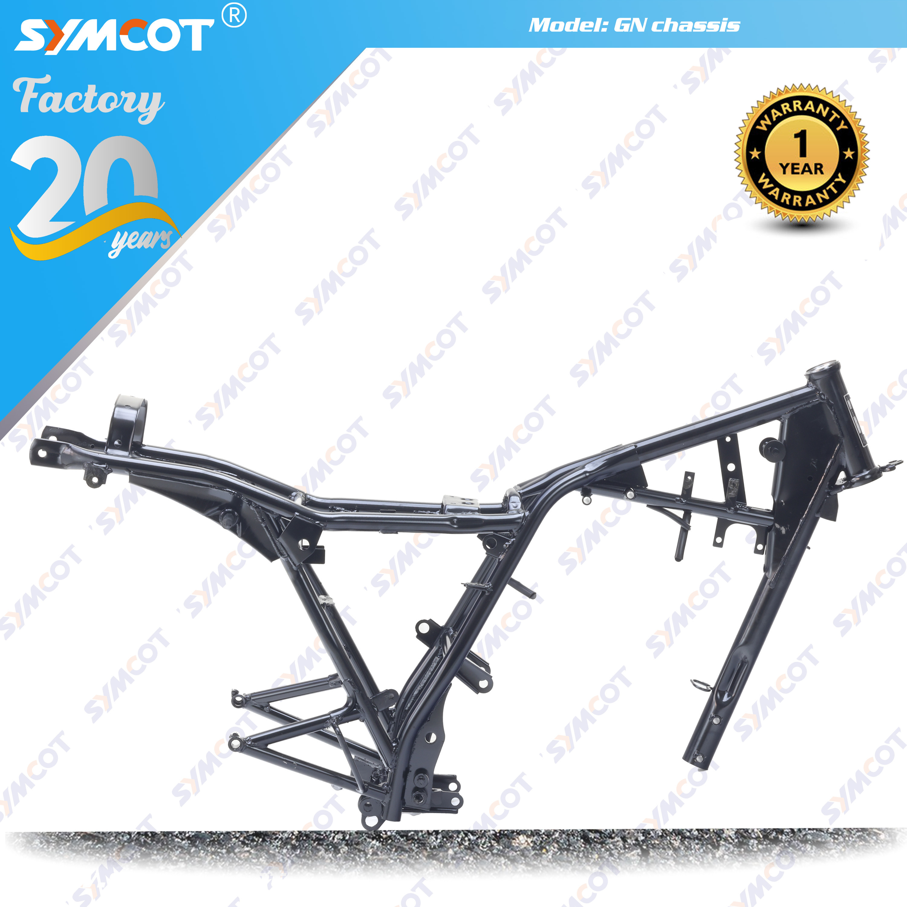 GN150 chassis motorcycle frame strong fat GN125 GN200 reinforced chassis 38mm diameter hot sell in Yemen Djibouti market