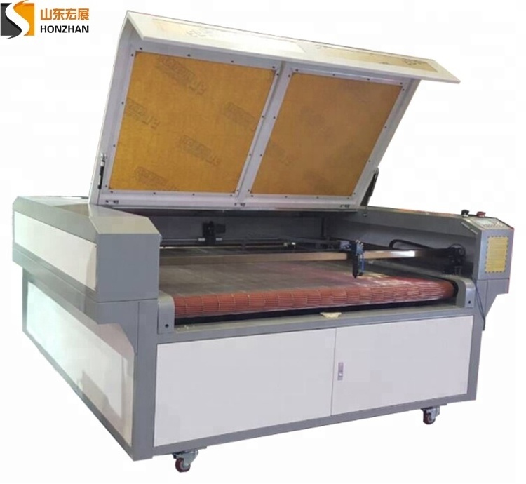 Honzhan high productivity! large size 1600*1000mm 80W textile fabric canvas laser cutting machine for making shoes