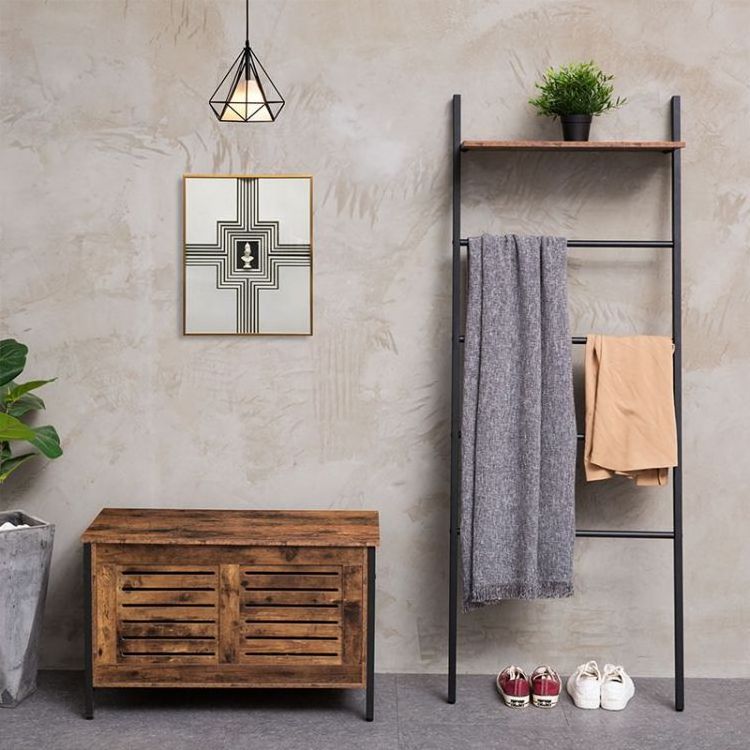 Wholesale HOOBRO Ladder Towel Rack 5-Tier Wall Leaning Towel Rack Ladder Shelf Blanket Rack with Shelf Ladder for Bathroom