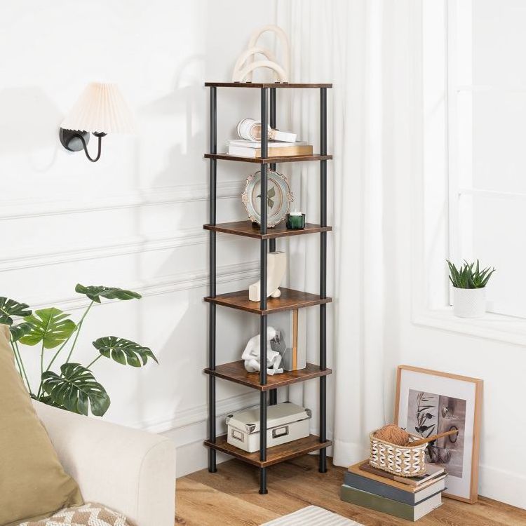 Wholesale 55CJ 6-Tier Corner Shelf Corner Square Rack Display Shelf Tall Storage Rack Plant Stand Corner Bookcase for Living Roo