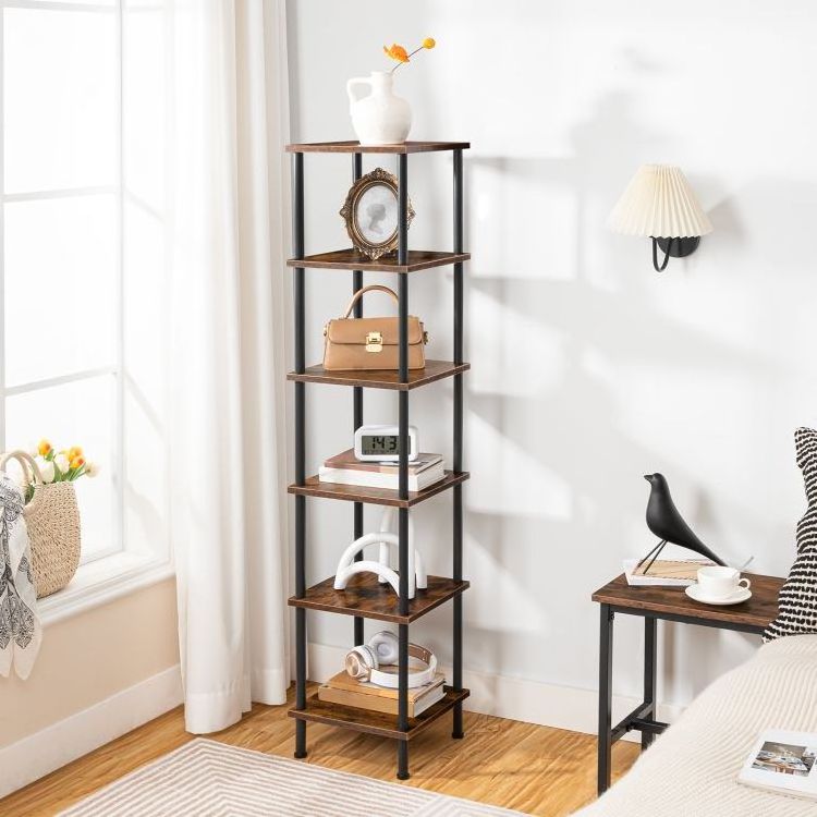 Wholesale 55CJ 6-Tier Corner Shelf Corner Square Rack Display Shelf Tall Storage Rack Plant Stand Corner Bookcase for Living Roo