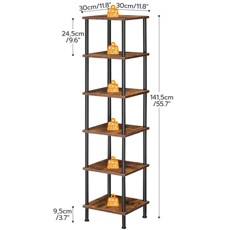 Wholesale 55CJ 6-Tier Corner Shelf Corner Square Rack Display Shelf Tall Storage Rack Plant Stand Corner Bookcase for Living Roo