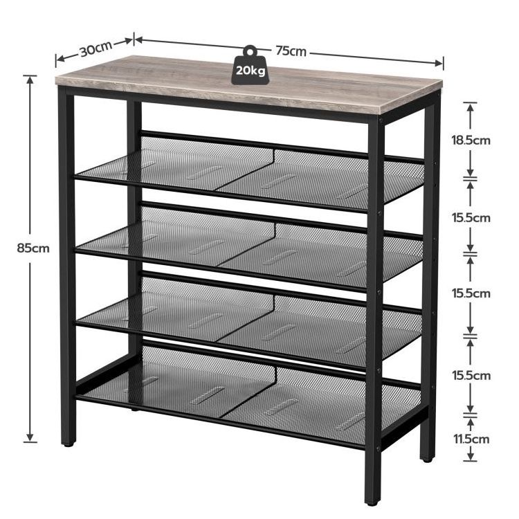 Wholesale Industrial Style 3/4/5/6/7/8/9/10 Tier Shelf Metal Shoe Rack Black 5 Tier Layer Sapce-saving Mesh Shelves For Entryway