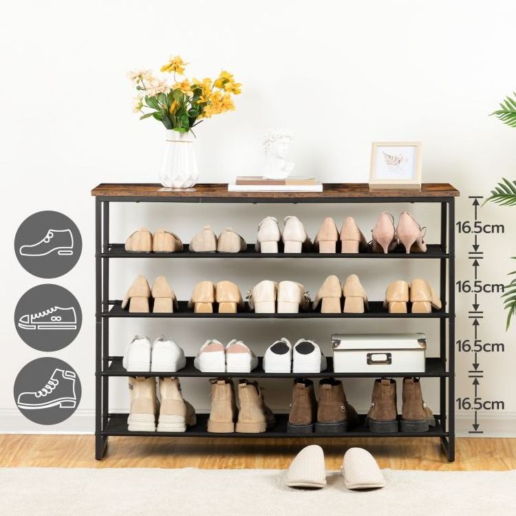 Wholesale Industrial 3/4/5/6/7/8/9/10 Tier Layers Slim Metal Shoe Rack Organizer Space Saving Shoe Rack Shelves For Home