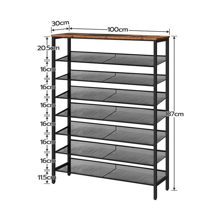 Wholesale High Quality Industrial 3/4/5/6/7/8/9/10 Tier Layers Metal 30 Pair Shoe Rack Organizer Space Saving Shoe Rack Shelves