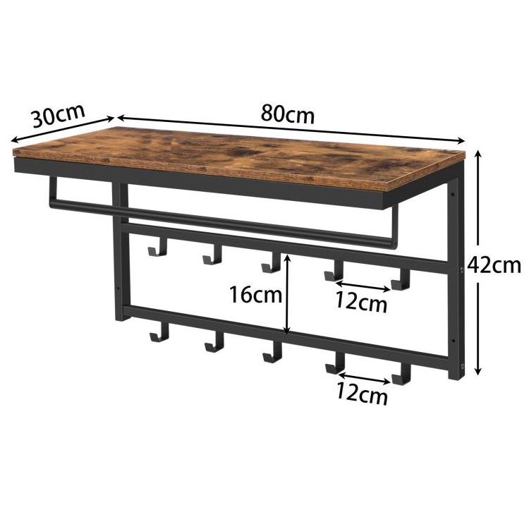 HOOBRO Wall-Mounted Coat Rack with 10 Hooks and Shelf Rails Suitable for Hallway Living Room Bedroom Bathroom Industrial Style