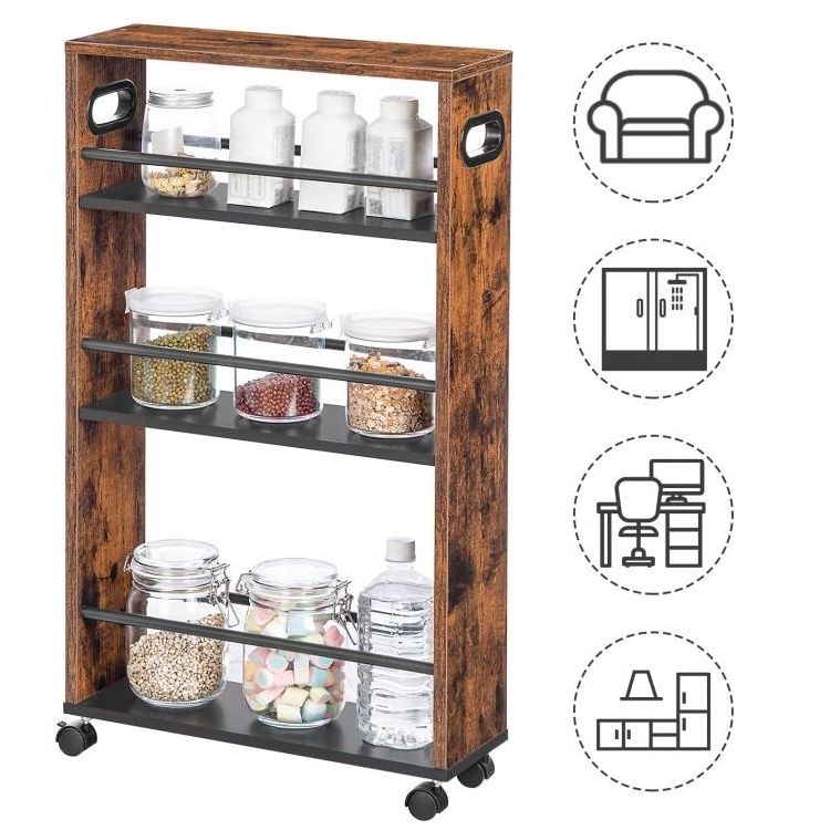 Wholesale Narrow Kitchen Storage Cart, Skinny Rolling Utility Cart, Slim Serving Bar Storage Cart, Slimline Utility Cart