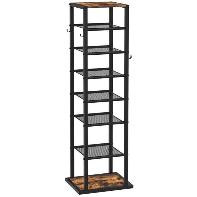 Wholesale 8 Tier Small Wooden Adjustable Vertical Shoe Racks Tall Narrow Corner Shoe Storage Shelf Space Saving Shoes Organizer